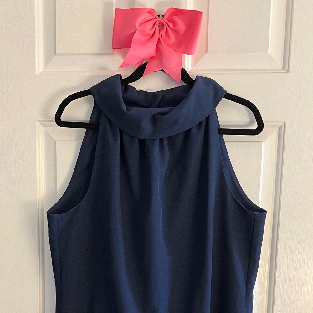 Sail to Sable Cowl Neck Sleeveless Dress in Navy XL